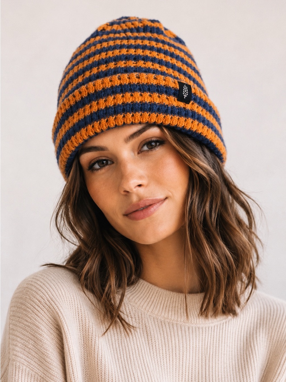 NWT Free People Movement Stripe It Up Cool Down Beanie Varsity Orange